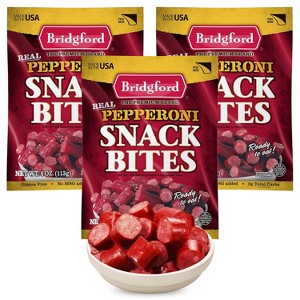 Bridgford Pepperoni Snack Bites 4 oz - Ready-to-Eat Snacks for On-the-Go Snacking - Pork and Beef Pepperoni Bites with Zero Carbs - 1 of 4