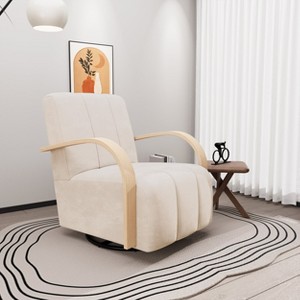 Mlmh & Kngwa 30.7"W Swivel Accent Chair,Modern Upholstered Club Chair with Wood Armrests - 1 of 4