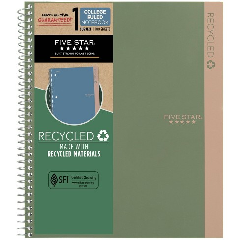 Five Star 100 Sheet 1 Subject College Ruled Notebook Olympic Green : Target