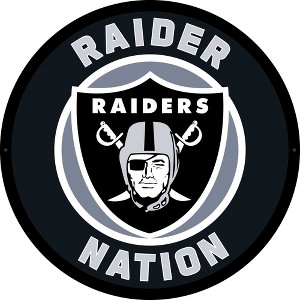 Evergreen Ultra-Thin Edgelight LED Wall Decor, Round, Las Vegas Raiders- 23 x 23 Inches Made In USA - 1 of 4