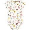 Hudson Baby Infant Girl Cotton Bodysuit, Pant and Bib Set, Soft Painted Floral - 4 of 4