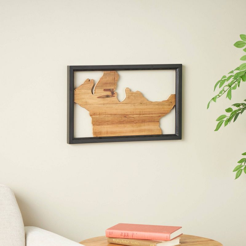 Wood Abstract Handmade Live Edge Wood Slab Wall Decor with Black Frame Brown - Olivia & May, 2 of 15