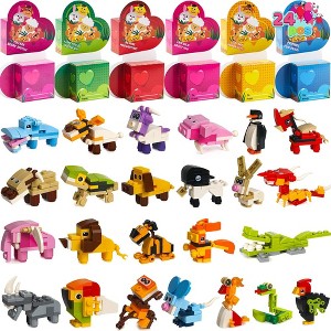 JOYIN 24 Packs Valentine’s Day Animal Building Blocks with Hearts Party Favors Boxes for Kids Valentine Classroom Prize Supplies - 1 of 4