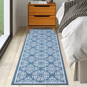 Machine Washable Modern Bedroom Area Rug Floral Large Area Rug Non Slip Throw Ultra Thin Stain Resistant Carpet for Living Room - 1 of 4