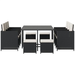 Resenkos 11 Pieces Outdoor Dining Set, Outdoor Sectional Furniture, PE Rattan, Cream White - 1 of 4