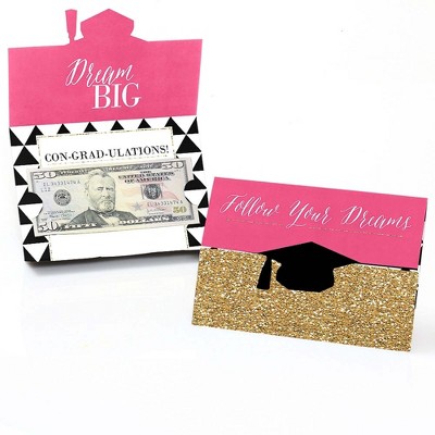 Big Dot of Happiness Dream Big - Graduation Party Money Holder Cards - Set of 8