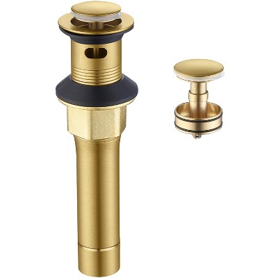 DOMETOUR Bathroom Sink Drain Vanity Sink Drain with Strainer Basket Brushed Gold