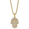 Chisel Stainless Steel Polished Yellow IP-plated with Cubic Zirconia Hamsa Pendant on a 24" Box Chain Necklace - 2 of 3