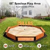 FUNTOK Large Octagon Wooden Sandbox with Cover - 4 Seats Outdoor Play Set for Kids - 2 of 4