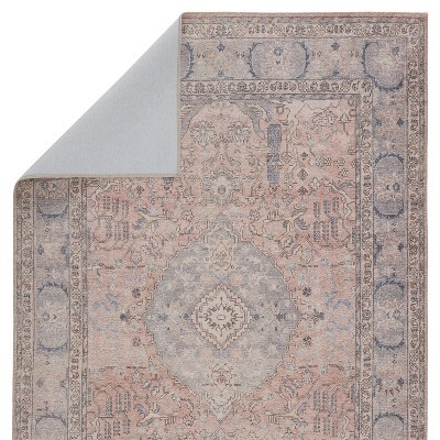 Serene Blue Medallion 9' x 12' Easy-Care Synthetic Area Rug