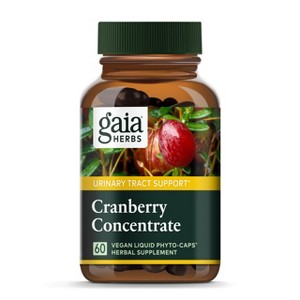 Gaia Herbs Cranberry Concentrate - Traditionally for Helping to Maintain Urinary Tract Health* - 60 Vegan Liquid Phyto-Capsules (30-Day Supply) - 1 of 4
