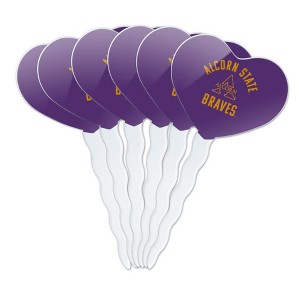 Alcorn Braves Heart Love Cupcake Picks Toppers Decoration Set of 6 - 1 of 4