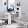 Vynxaria Modern Home Office Desk with 6-Tier Storage Shelves: 47" Writing Table with Integrated Bookshelf in White. - 2 of 4