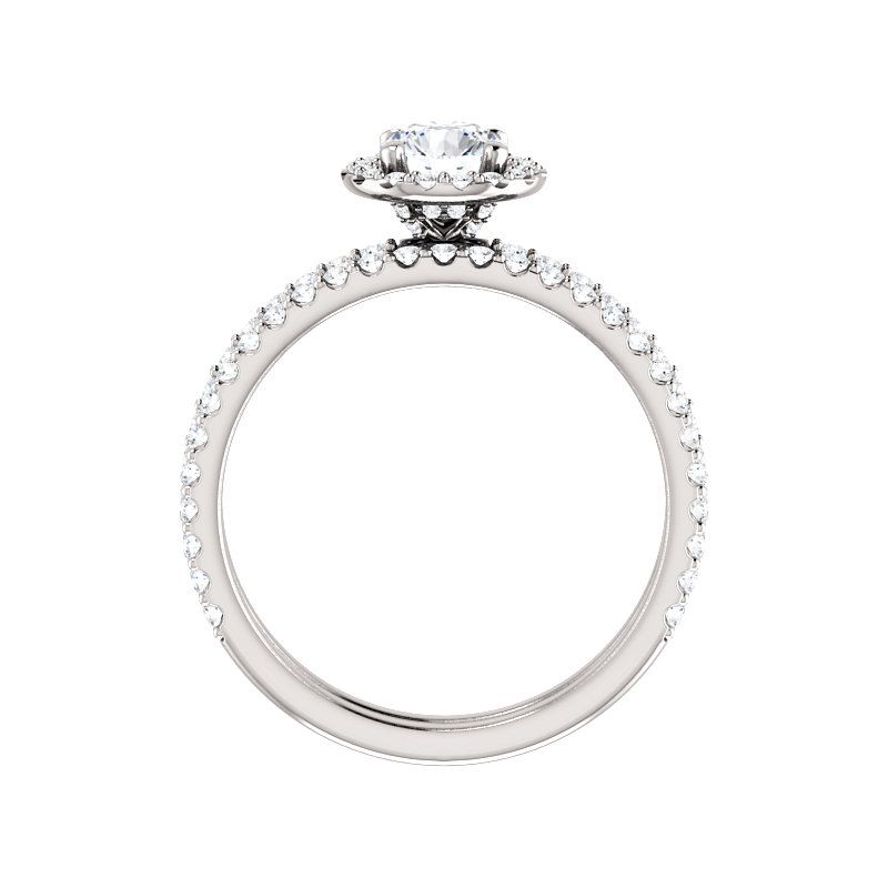 Pompeii3 1 1/10ct Diamond Halo Engagement Wedding Ring Set 14k White Gold, 3 of 5