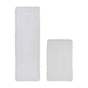 Lilly Crochet Collection 100% Cotton Tufted Reversible 2-Piece Bath Rug Set – Super Absorbent, Machine Washable Bathroom Mats with Crochet Pattern - 1 of 4