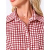 INSPIRE CHIC Women's Plaid Pattern Short Sleeve Button-Down Shirt and Shorts with Pockets 2 Pcs Pajamas Sets - 4 of 4