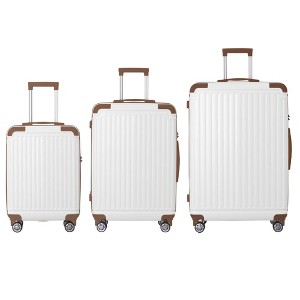NAYSAYE Luggage ABS Hardshell 3 Piece Spinner Set with TSA Lock and Multi Position Handle for Travel, Brown, 20.87"*11.81"*30.31" - 1 of 4