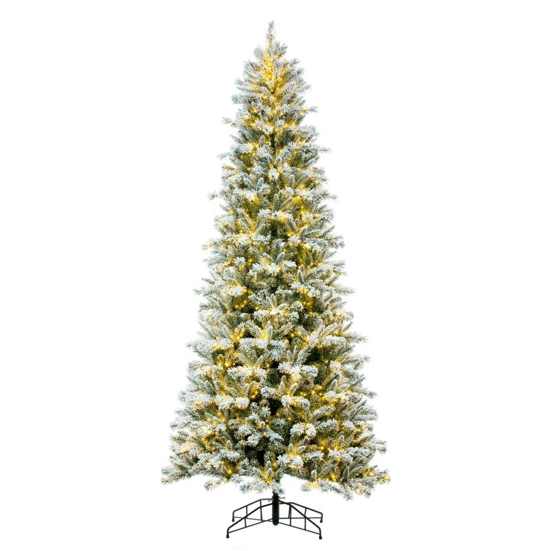 Vickerman 10' x 55" Frosted Glacier Pine Artificial Pre-Lit Christmas Tree with Folding Metal Tree Stand, 1 of 2