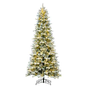 Vickerman 10' x 55" Frosted Glacier Pine Artificial Pre-Lit Christmas Tree with Folding Metal Tree Stand