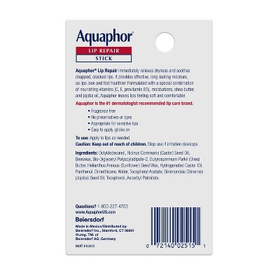 Aquaphor Lip Repair Stick for Dry Chapped Lips - 0.17oz_1