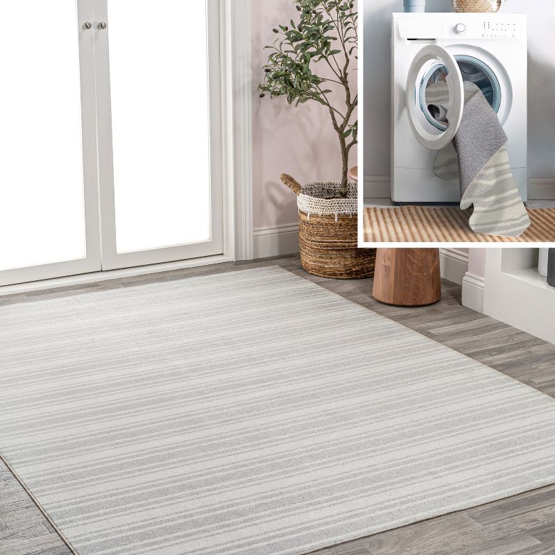 JONATHAN Y Fawning Two-Tone Striped Classic Low-Pile Machine-Washable Area Rug, 1 of 13