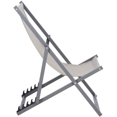 Grey Adjustable Foldaway Outdoor Sling Chairs, Set of 2
