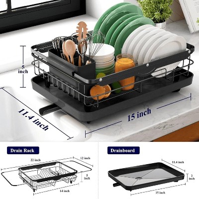 LunaLulinlk Dish Drying Rack with a Cutlery Holder for Kitchen Counter and Sink