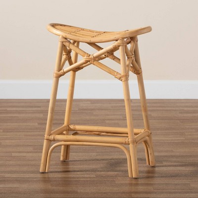 Elgon Natural Brown Rattan Curved Counter Stool
