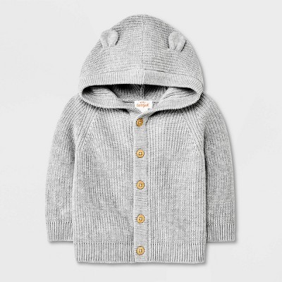 Baby Critter Button-Up Cardigan Sweater - Cat & Jack™ Gray Newborn