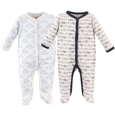 Hudson Baby Infant Boy Cotton Snap Sleep and Play 2pk, Airplane, 3-6 Months