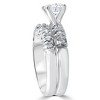 Pompeii3 1 Carat Diamond Engagement Ring Matching Wedding Band Prong Set 14K White Gold - 2 of 4