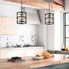 Dewdrop Farmhouse Black and Bronze Drum Pendant Light Metal Cage Hanging Ceiling Fixture - 3 of 4