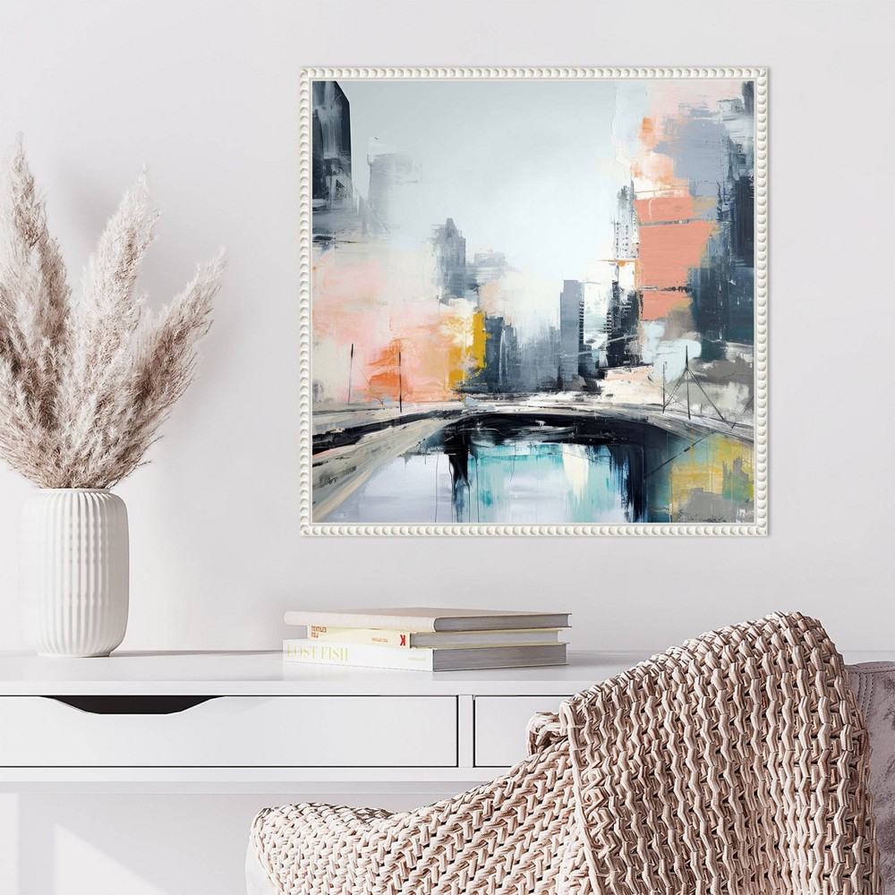Photos - Other Decoration Amanti Art 22"x22" Pink New York Skyline III by Irena Orlov Framed Canvas Wall Art Print