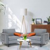 Costway Set of 2 Accent Armchair Single Sofa w/ Bolster & Side Storage Pocket Ash Grey - 2 of 4