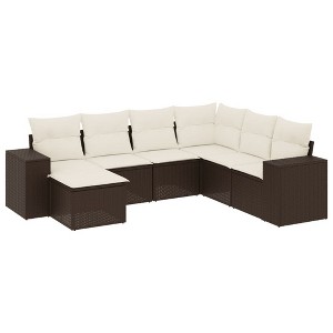 vidaXL Garden Sofa Set Brown, Cream White - 1 of 4