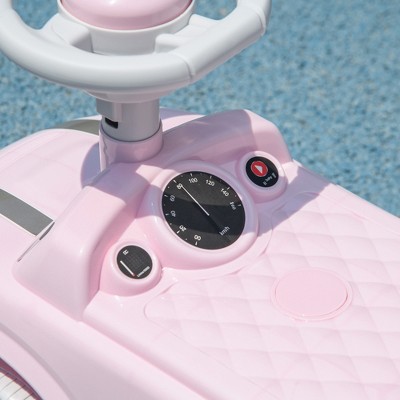 Pink Toddler Ride-On Car with Horn and Steering Wheel