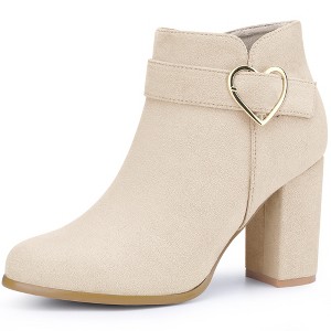 BLISSFUL STEP Buckle Chunky Heels with Side Zip Ankle Boots for Women - 1 of 4