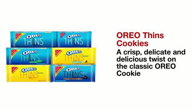 OREO Thins Original Chocolate Sandwich Cookies, 2 of 13, play video