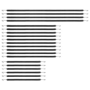 VEVOR 20 Piece Flat Bungee Cord, 20 mm Heavy Duty Bungee Straps with Steel S-Hooks, Includes 15", 21", 36", Elastic Bungee Rope for Cargo, Black - 1 of 4
