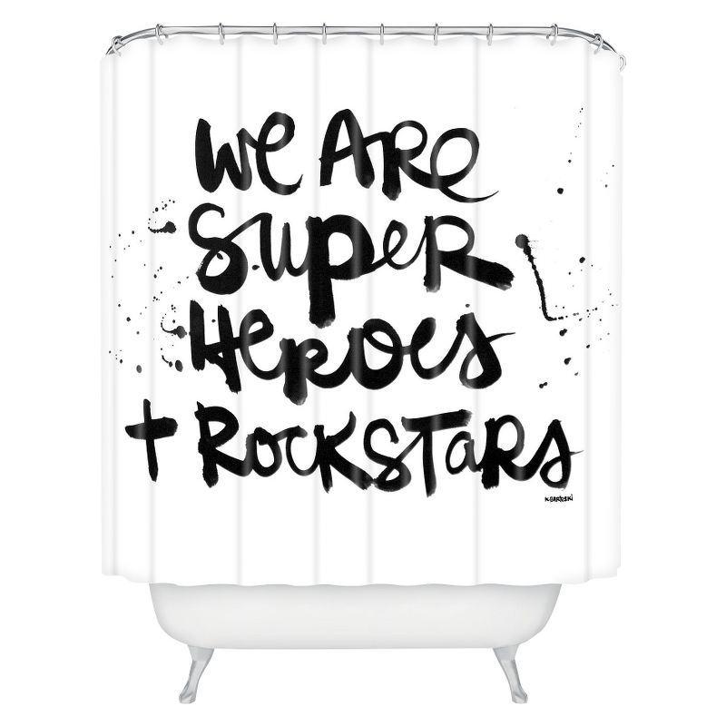 Superheroes Shower Curtain White/Black - Deny Designs, 1 of 6