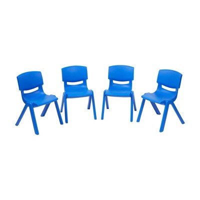 Bright Blue Ergonomic Plastic Stackable School Chair 4-Pack