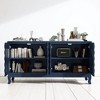 Elegant Sideboard with Wavy Pattern Doors, 4-Door Storage Cabinet with Arched Groove Design,Adjustable Shelves, Stylish Console for Entryway - 4 of 4