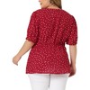 Agnes Orinda Women's Plus Size Polka Dots V Neck Short Sleeve Wrap Peplum Blouse - 4 of 4