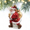 Holly Jolly Santa Claus with Gift Bag and Toys Blown Glass Christmas Ornament| OrnamentallyYou - 2 of 4
