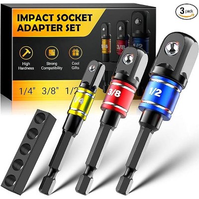 DOMETOUR Socket Adapter Set 1/4", 3/8", 1/2" Impact Driver Bit Set Drill Adapter for Wrench Ratchet Extension Drive High Torque Hex Nut