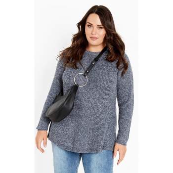Women's Plus Size Tia Tunic Sweater - navy | AVENUE