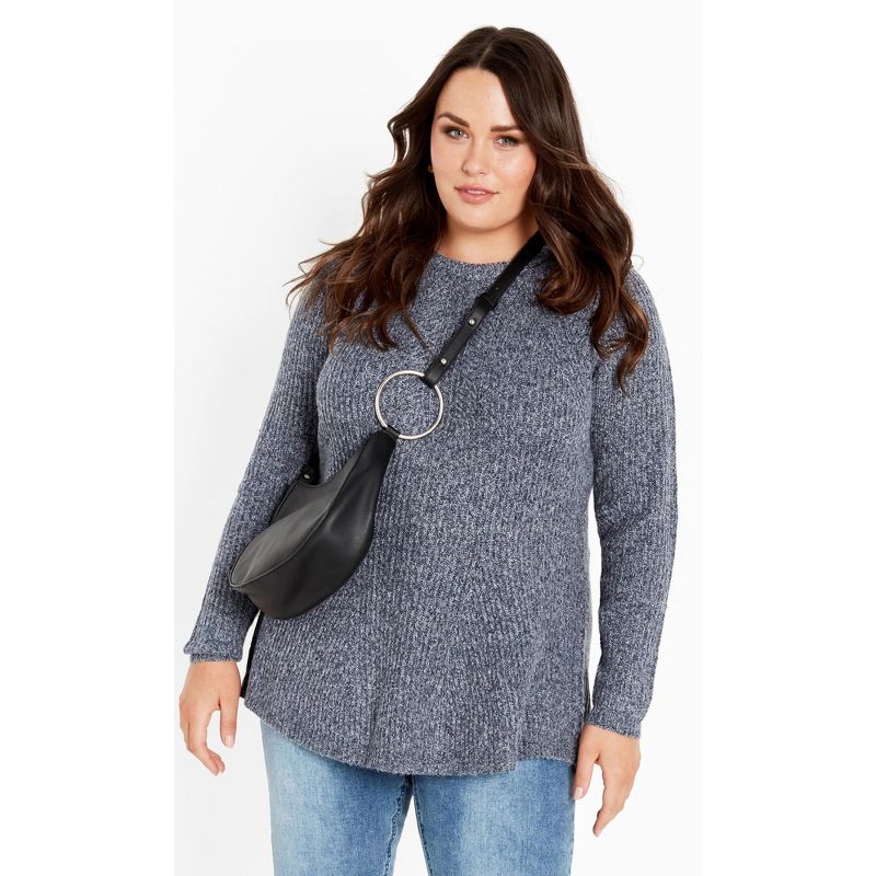 Women's Plus Size Tia Tunic Sweater - navy | AVENUE, 1 of 8
