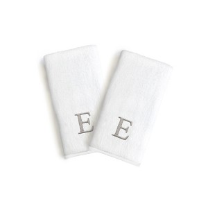 Linum Home Textles Monogrammed Luxury 100% Turkish Cotton Novelty White Hand Towels  (Set of 2) - 1 of 1