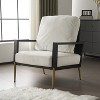 VYNXARIA White Upholstered Accent Armchair with Gold Legs & Rubberwood Frame - 2 of 4