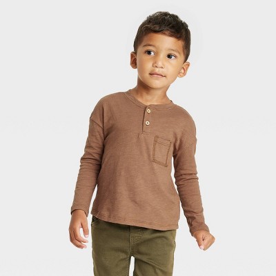 Grayson Collective Toddler Long Sleeve Henley T-Shirt - Dark Brown